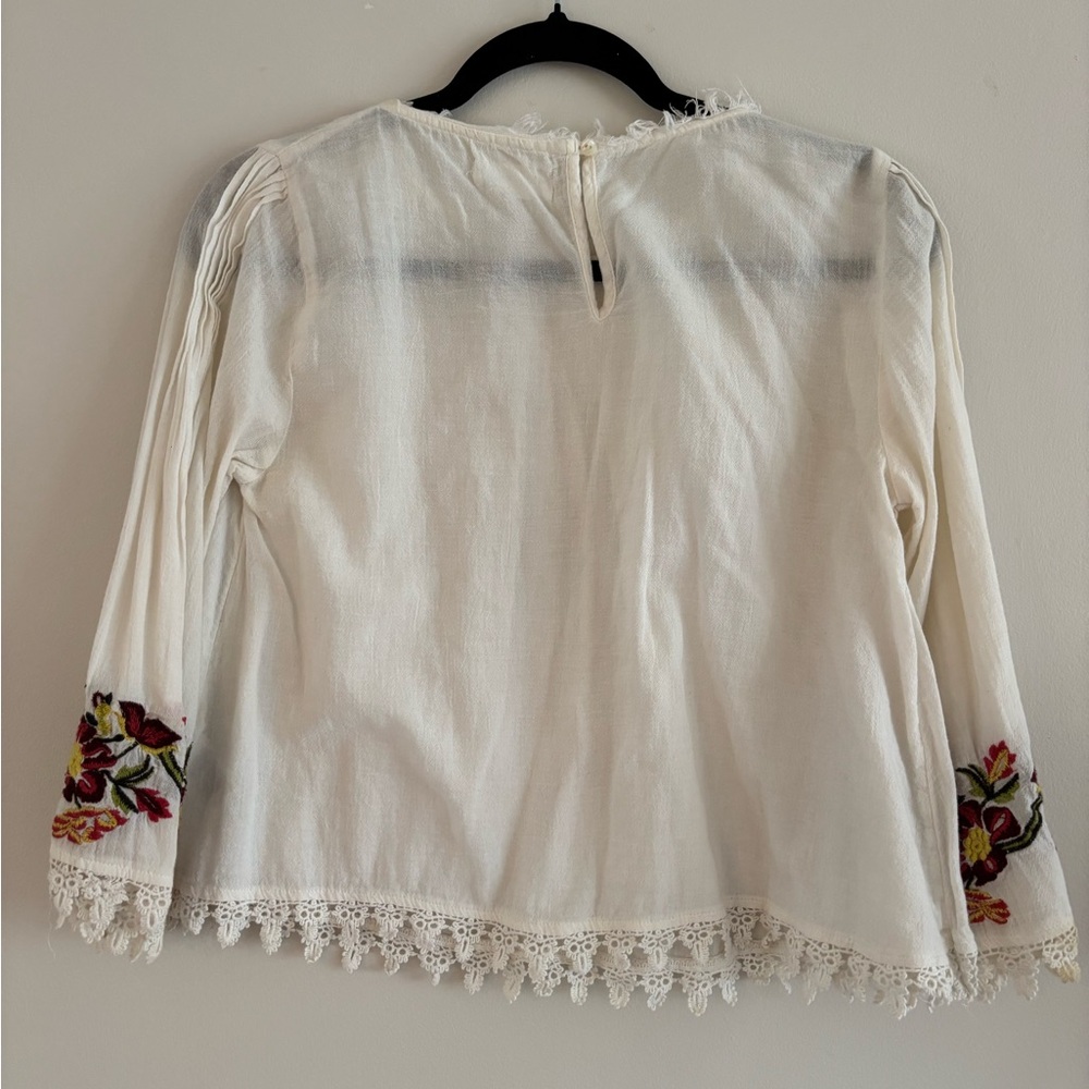 Velvet by Graham and Spencer top, 100% cotton, XS, embroidered sleeves - Picture 4 of 7